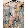 Mujer Vestido maxi Vestido de una línea Vestido en Capas Elegante Manga con volantes Vacaciones Holgado Floral Manga Corta Escote en Pico Verde salvia Verano