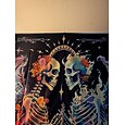 Tapisserie murale psychédélique à motif de crâne fluorescent, réactive aux UV, style gothique, avec ailes néon, idéale pour une soirée magique ou une fête. Tapisserie spatiale galactique pour chambre