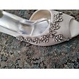 Mujer Zapatos de boda Zapatos brillantes y brillantes Zapatos brillantes Zapatos de novia Pedrería Tacón de gatito Punta abierta Elegante Satén Mocasín Plata Blanco Marfil