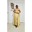 Ligne A Longueur au sol Broderie perlée Robe de Cérémonie Robe de la mère de la mariée Robe de Soirée Robe de bal avec surjupe Tenue de soirée Élégant Bloc de Couleur Soyeux Manche Courte Épaules
