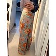Retro Antiguo Boho Años 70 Pantalones Pantalones de pierna ancha Hippie Disco Alta cintura Floral Estilo de jeans falsos Disfraz Mujer Víspera de Todos los Santos Carnaval Festival de Música Desfile