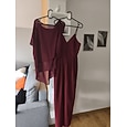 Mujer Conjuntos de pantalones Manga 3/4 Un Hombro Color sólido Multi capa Elegante Moda Ropa de calle Casual Diario Negro Blanco Vino Primavera Ajuste regular