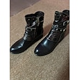 Botines vintage de piel con estampado floral para mujer: elegante diseño de correa con hebilla color burdeos para uso informal en otoño e invierno