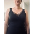 Camiseta sin mangas para mujer blusas para salir tops de concierto negro blanco azul simple patchwork encaje sin mangas fiesta diaria básica sexy escote corazón regular S