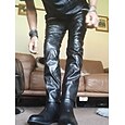 Hombre Ajustado Pantalones Pantalones de piel sintética Pierna recta Color sólido Longitud total Fiesta Noche Discoteca Ropa de calle Elegante Plata Negro Microelástico