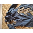 Vestido blazer de gala vestido de esmoquin aplique de lentejuelas doradas invitada formal de boda crepé elástico de satén elegante abertura alta manga larga solapa de pico de satén