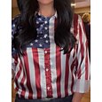 día de la independencia americana Mujer Camisa Camisa de raso Camisa con botones Camisa casual Estampado Graphic Bandera Clásico Casual Manga Larga Cuello Camisero Tops regulares Diario Festivos Noche