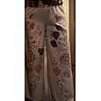 Femmes Art graphique Jambe large Pantalons Pantalon palazzo ancien Boho Longueur complète Taille haute Fleur Taille Élastique Impression Respirabilité Confortable Rue Tenue quotidienne Sortir Bleu