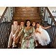 Corte A Hasta el Suelo Vestidos de coctel Vestidos de fiesta Elegante Vintage Manga Larga Escote en Pico Boda Formal Bolsillo Nailon con Lazo(s) Abertura Bolsillo