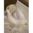 Sandalias de boda con diamantes de imitación de color marfil para mujer: elegantes zapatos planos de novia con correa en el tobillo para ocasiones especiales
