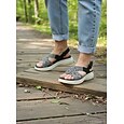 Sandales noires sportives pour femmes avec soutien de la voûte plantaire – sandales à bride arrière élastique tissée, chaussures légères, respirantes et rembourrées pour un confort optimal toute la