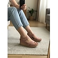 Sandales compensées roses pour femme avec soutien de la voûte plantaire – sandales confortables et légères à brides croisées, chaussures d'été rembourrées et ajustables pour la marche, confort tout au