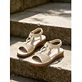 Sandales confortables bleues pour femmes avec soutien de la voûte plantaire – chaussures de marche respirantes et perforées avec bride élastique à l'arrière &Sandales d'été légères à semelle souple et