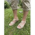 Sandales confortables bleues pour femmes avec soutien de la voûte plantaire – chaussures de marche respirantes et perforées avec bride élastique à l'arrière &Sandales d'été légères à semelle souple et