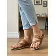 Sandales à lanières marron pour femme avec boucle réglable – mules confortables et rembourrées, ballerines d'été respirantes à bout ouvert, idéales pour la plage, les vacances et les voyages.