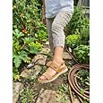 Sandalias marrones de mujer con soporte para el arco del pie y tira trasera ajustable: cómodas sandalias con hebilla ajustable, calzado informal ligero y acolchado para caminar, ir al parque o viajar.