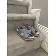 Sandalias azules cómodas con soporte para el arco del pie para mujer: zapatos transpirables con tiras cruzadas para caminar, sandalias de verano ligeras y suaves con amortiguación para viajar y