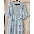 Mujer Mini vestido Vestido de raso Vestido Invitada Boda Vestido Escalonado Moda Moderno Exterior Festivos Noche Ajuste regular Plano Media Manga Cuello Barco Azul Piscina Negro Rosa Primavera Otoño