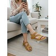 Sandalias amarillas de mujer con soporte para el arco del pie y tira elástica: zapatos cómodos y acolchados para caminar, sandalias casuales de verano ligeras con suela suave para viajar, caminar y