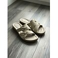 Sandalias planas de mujer con soporte para el arco del pie y forma de almendra: cómodas pantuflas acolchadas sin cordones, zapatos casuales de verano con suela suave para caminar, viajar y estar en