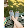 Sandalias planas grises de punto cómodo con soporte para el arco del pie para mujer: sandalias deportivas ligeras y transpirables con suela acolchada, calzado casual de verano para interiores,