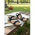 Sandales noires confortables pour femmes avec soutien de la voûte plantaire – chaussures de marche rembourrées à bride réglable, sandales légères et antidérapantes pour les voyages et le shopping.