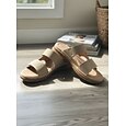 Sandales à enfiler pour femmes avec soutien de la voûte plantaire en amande – pantoufles confortables à bride velcro ajustable, sandales rembourrées pour la marche, intérieur et extérieur &vêtements