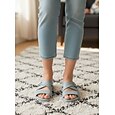Sandales à enfiler bleues pour femmes avec soutien de la voûte plantaire – pantoufles souples à brides croisées, sandales confortables, légères et respirantes pour l'intérieur et l'extérieur, la