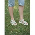 Sandales de marche vertes pour femmes avec soutien de la voûte plantaire – chaussures confortables, respirantes et perforées, avec bride velcro ajustable, sandales légères et rembourrées pour les