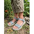 Sandales bleues pour femmes avec soutien de la voûte plantaire – chaussures souples et rembourrées, perforées, avec bride ajustable, sandales légères et confortables pour une tenue décontractée ou les