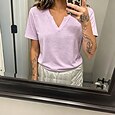 Mujer Camisa Blusa con textura Tops de verano Plano Elegante Clásico Manga Corta Escote en Pico Tops largos Casual Beige Claro Verde Claro Púrpula Claro Verano Primavera