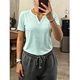 Mujer Camisa Blusa con textura Tops de verano Plano Elegante Clásico Manga Corta Escote en Pico Tops largos Casual Beige Claro Verde Claro Púrpula Claro Verano Primavera