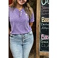 Mujer Henley Shirt Vintage Moda Elegante Manga Corta Tops largos Casual Playa Azul Piscina Rosa Gris Verano Primavera