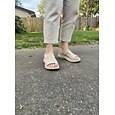 Sandalias de punto con soporte para el arco del pie y forma de almendra para mujer: zapatos cómodos, transpirables y elásticos sin cordones con suela acolchada, sandalias de verano ligeras con