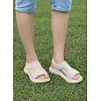 Sandalias de punto con soporte para el arco del pie y forma de almendra para mujer: zapatos cómodos, transpirables y elásticos sin cordones con suela acolchada, sandalias de verano ligeras con
