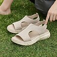 Sandalias de punto con soporte para el arco del pie y forma de almendra para mujer: zapatos cómodos, transpirables y elásticos sin cordones con suela acolchada, sandalias de verano ligeras con