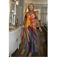Mujer Vestido Midi Vestido de una línea Casual Diario Ajuste regular Floral Abstracto Manga Corta Escote en Pico Negro Blanco Marrón claro Naranja Verano Primavera