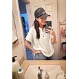 Mujer Blusa Graphic A Rayas Vintage Elegante Básico Manga Corta Escote en Pico Tops regulares Casual Diario Azul Piscina Blanco Rosa Naranja Verde Trébol Verano Primavera
