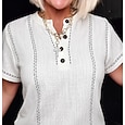 Mujer Blusa Graphic A Rayas Vintage Elegante Básico Manga Corta Escote en Pico Tops regulares Casual Diario Azul Piscina Blanco Rosa Naranja Verde Trébol Verano Primavera
