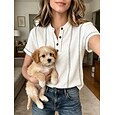 Mujer Blusa Graphic A Rayas Vintage Elegante Básico Manga Corta Escote en Pico Tops regulares Casual Diario Azul Piscina Blanco Rosa Naranja Verde Trébol Verano Primavera