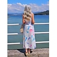 etherische maxi-jurk met zwermende kwallen en linnenlook