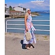etherische maxi-jurk met zwermende kwallen en linnenlook