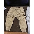 Cargo broek voor heren – elastische boorden, elastische tailleband met trekkoord, meerdere zakken, comfortabel, casual &Outdoorbroek, modieus, zwart/khaki, micro-elastisch