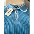 Voor heren Ribgebreide top Met Textuur Casual Feestdagen Revers Korte mouw Basic Modern Effen Knop Ademend Lente zomer blauw Marineblauw Ribgebreide top