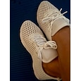 Witte, ademende mesh hardloopsneakers voor dames, lichtgewicht veterschoenen om mee te wandelen, hardlopen, reizen of naar de sportschool te gaan. &alledaags comfort