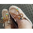 Dames muiltjes in camelkleur met kralenveters, comfortabele instapschoenen voor een casual stijl, tuinieren, reizen, weekendkleding en dagelijks comfort.