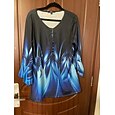 Camiseta de Mujer  Gráfica Ombre Abstracta Elegante Vintage Estilosa de Manga 3/4 Cuello en V Tops Largos Regulares Diarios para Salir Botones Azul Rojo Naranja Verde Verano Primavera Otoño