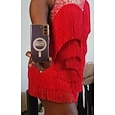 Vestido de baile latino con borlas, ropa de actuación para mujer, sin mangas, para rumba, salsa, chachachá, vestuario de baile escénico (solo vestido).