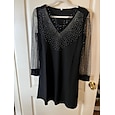 Mujer Mini vestido Vestido de cambio Vestido negro Vestido de Lentejuelas Vestido informal Moda Elegante Romántico Vestido de invierno Cita Noche Ajuste regular Estampado Manga Larga Escote en V