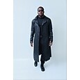 Homme Veste en Similicuir Trench-Coat Long Automne Hiver PU Coupe-vent Vêtements d'extérieur Vêtement Tenue ancien Avec Poches Revers Simple Boutonnage